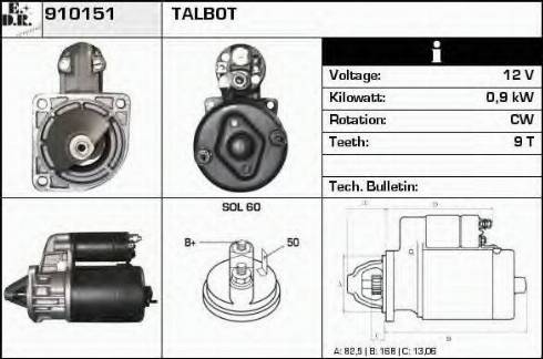 EDR 910151 - Стартер autospares.lv