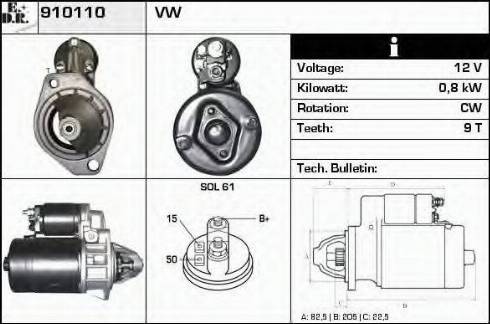 EDR 910110 - Стартер autospares.lv