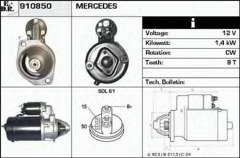 EDR 910850 - Стартер autospares.lv