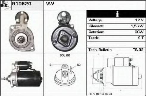 EDR 910820 - Стартер autospares.lv