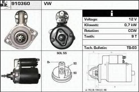 EDR 910360 - Стартер autospares.lv