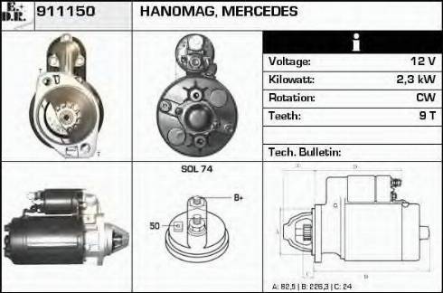 EDR 911150 - Стартер autospares.lv