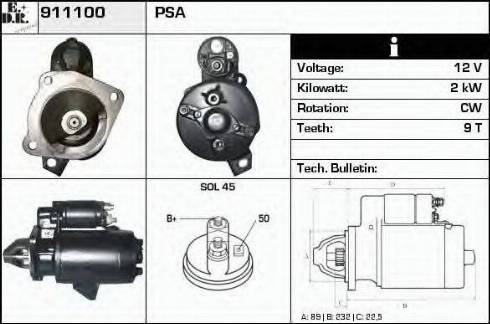 EDR 911100 - Стартер autospares.lv