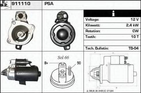 EDR 911110 - Стартер autospares.lv