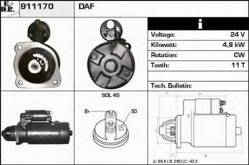 EDR 911170 - Стартер autospares.lv