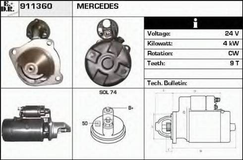 EDR 911360 - Стартер autospares.lv