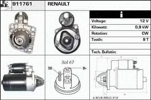 EDR 911761 - Стартер autospares.lv