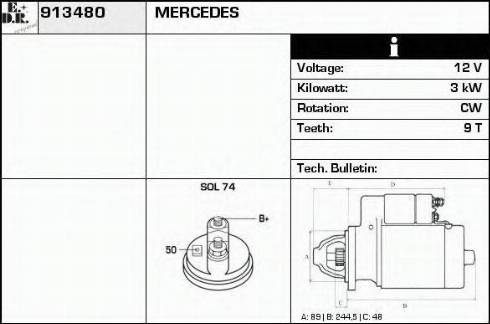 EDR 913480 - Стартер autospares.lv