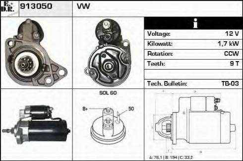 EDR 913050 - Стартер autospares.lv