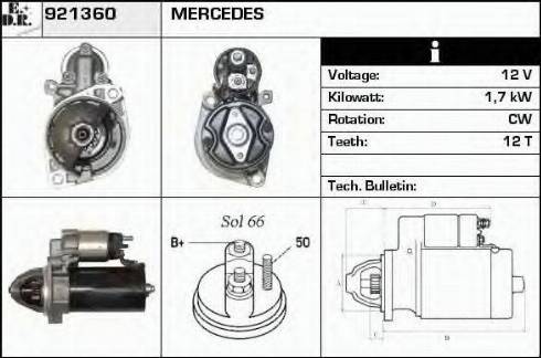 EDR 921360 - Стартер autospares.lv