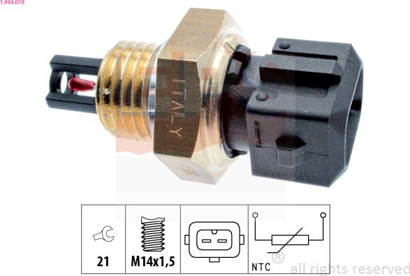 EPS 1.994.019 - Датчик, температура впускаемого воздуха autospares.lv