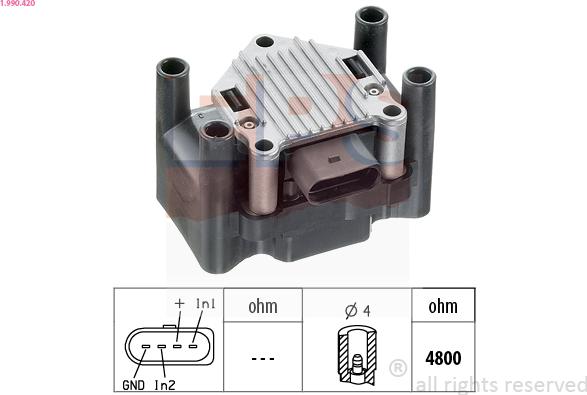 EPS 1.990.420 - Катушка зажигания autospares.lv