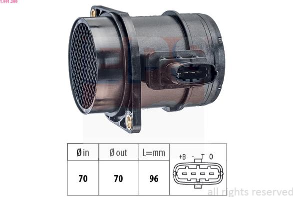 EPS 1.991.299 - Датчик потока, массы воздуха autospares.lv