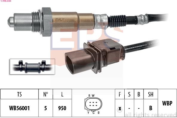 EPS 1.998.444 - Лямбда-зонд, датчик кислорода autospares.lv