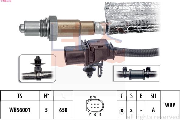 EPS 1.998.419 - Лямбда-зонд, датчик кислорода autospares.lv