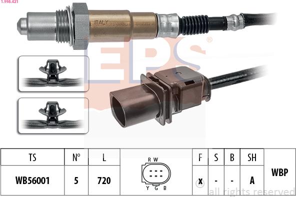 EPS 1.998.421 - Лямбда-зонд, датчик кислорода autospares.lv