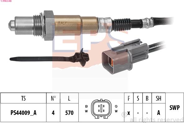 EPS 1.998.548 - Лямбда-зонд, датчик кислорода autospares.lv