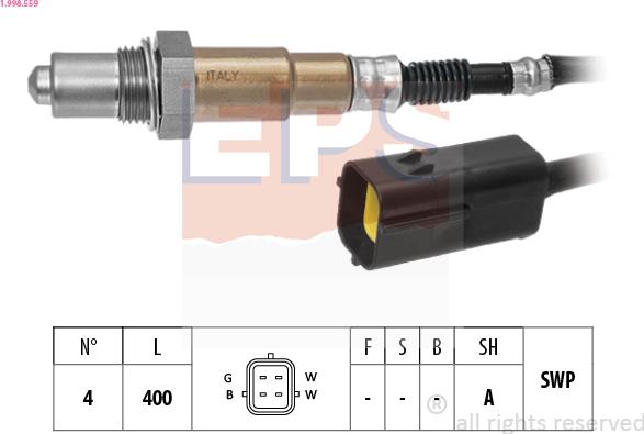 EPS 1.998.559 - Лямбда-зонд, датчик кислорода autospares.lv