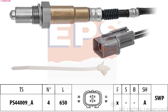 EPS 1.998.550 - Лямбда-зонд, датчик кислорода autospares.lv