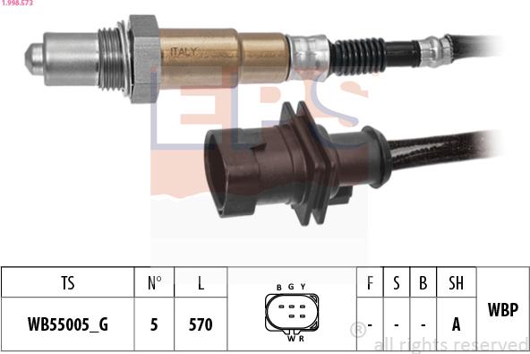 EPS 1.998.573 - Лямбда-зонд, датчик кислорода autospares.lv