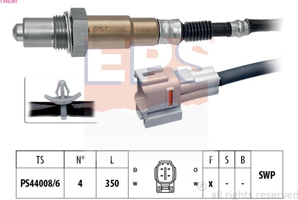 EPS 1.998.091 - Лямбда-зонд, датчик кислорода autospares.lv