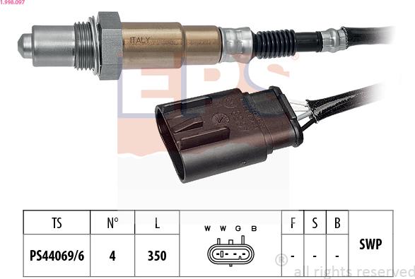 EPS 1.998.097 - Лямбда-зонд, датчик кислорода autospares.lv