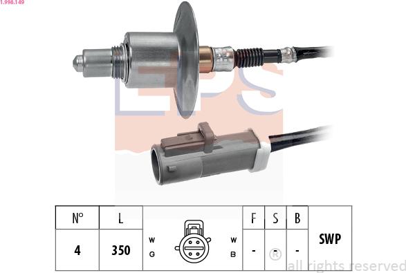 EPS 1.998.149 - Лямбда-зонд, датчик кислорода autospares.lv