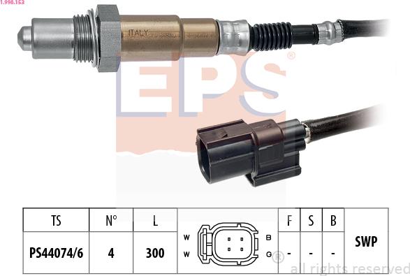 EPS 1.998.153 - Лямбда-зонд, датчик кислорода autospares.lv