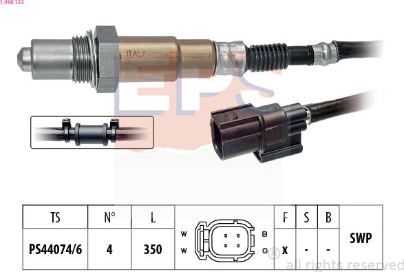 EPS 1.998.152 - Лямбда-зонд, датчик кислорода autospares.lv