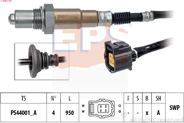 EPS 1.998.110 - Лямбда-зонд, датчик кислорода autospares.lv