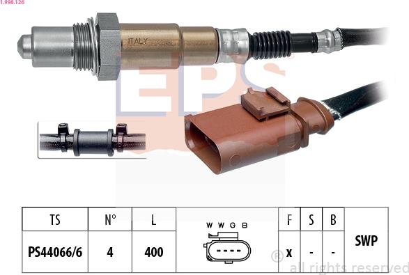 EPS 1.998.126 - Лямбда-зонд, датчик кислорода autospares.lv