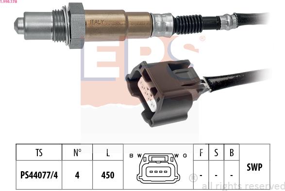 EPS 1.998.178 - Лямбда-зонд, датчик кислорода autospares.lv