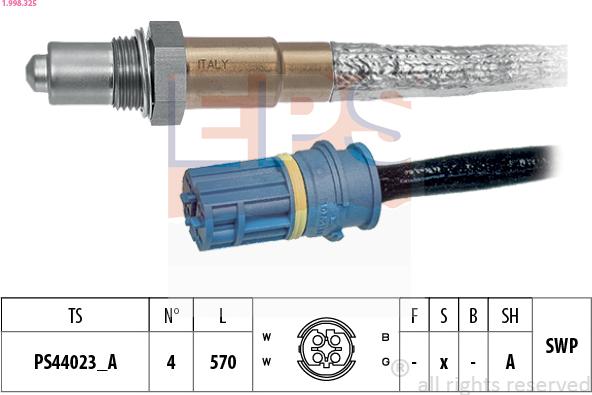 EPS 1.998.325 - Лямбда-зонд, датчик кислорода autospares.lv