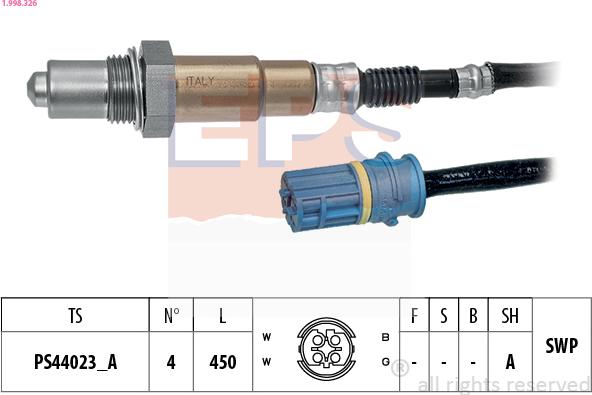 EPS 1.998.326 - Лямбда-зонд, датчик кислорода autospares.lv