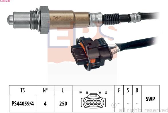 EPS 1.998.249 - Лямбда-зонд, датчик кислорода autospares.lv