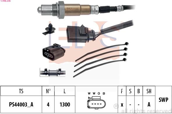 EPS 1.998.245 - Лямбда-зонд, датчик кислорода autospares.lv