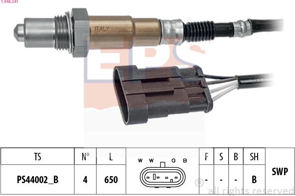 EPS 1.998.241 - Лямбда-зонд, датчик кислорода autospares.lv