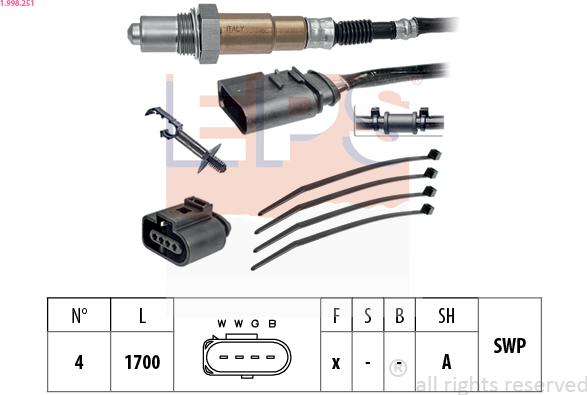 EPS 1.998.251 - Лямбда-зонд, датчик кислорода autospares.lv