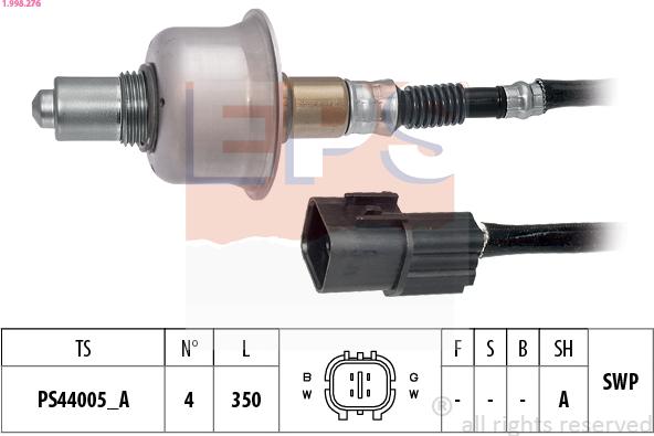 EPS 1.998.276 - Лямбда-зонд, датчик кислорода autospares.lv