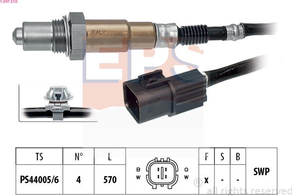 EPS 1.997.510 - Лямбда-зонд, датчик кислорода autospares.lv