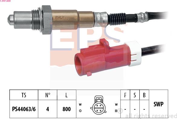 EPS 1.997.609 - Лямбда-зонд, датчик кислорода autospares.lv