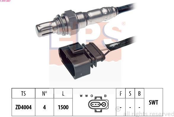 EPS 1.997.087 - Лямбда-зонд, датчик кислорода autospares.lv