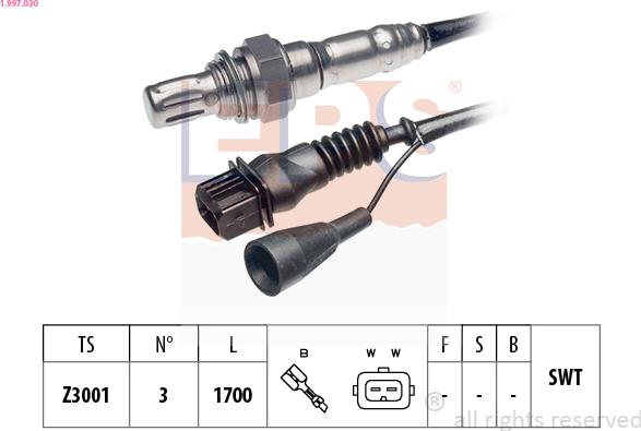 EPS 1.997.030 - Лямбда-зонд, датчик кислорода autospares.lv