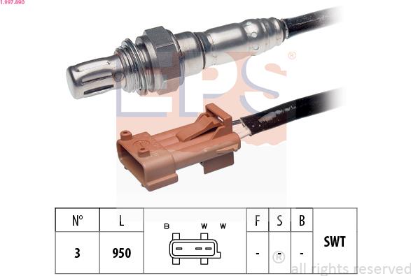 EPS 1.997.890 - Лямбда-зонд, датчик кислорода autospares.lv