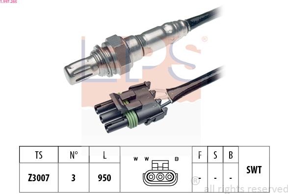 EPS 1.997.265 - Лямбда-зонд, датчик кислорода autospares.lv