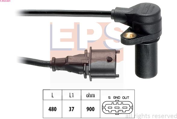 EPS 1.953.631 - Датчик импульсов, коленвал autospares.lv