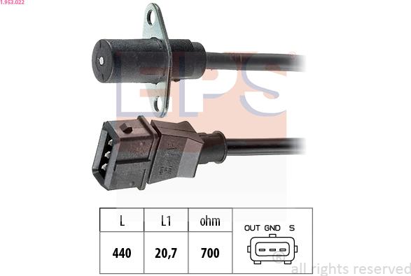 EPS 1.953.022 - Датчик импульсов, коленвал autospares.lv