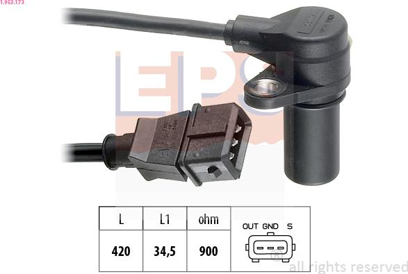 EPS 1.953.173 - Датчик импульсов, коленвал autospares.lv