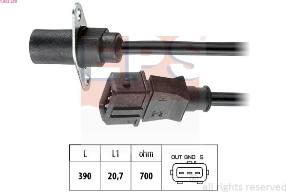 EPS 1.953.270 - Датчик импульсов, коленвал autospares.lv