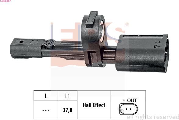 EPS 1.960.017 - Датчик ABS, частота вращения колеса autospares.lv